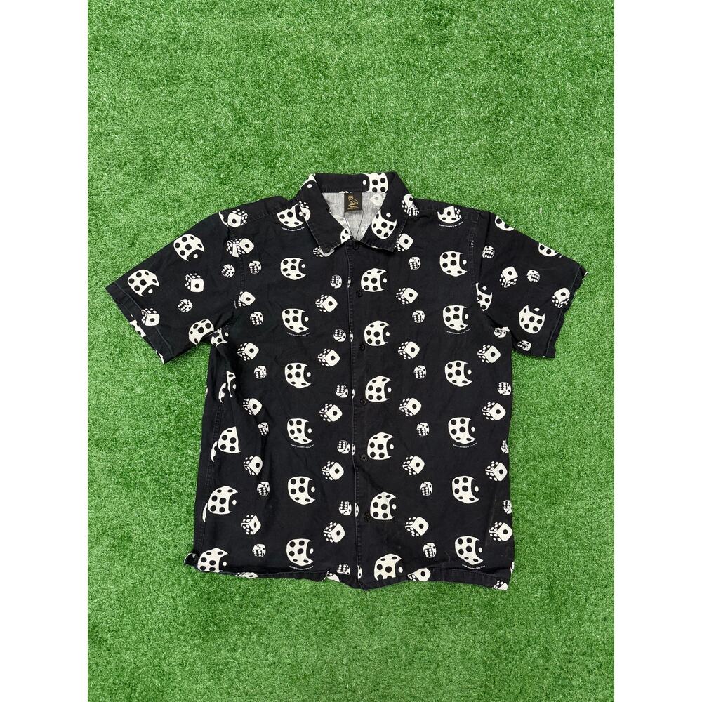 OVO Octobers Very Own Dice Button Up Shirt Navy White Size M